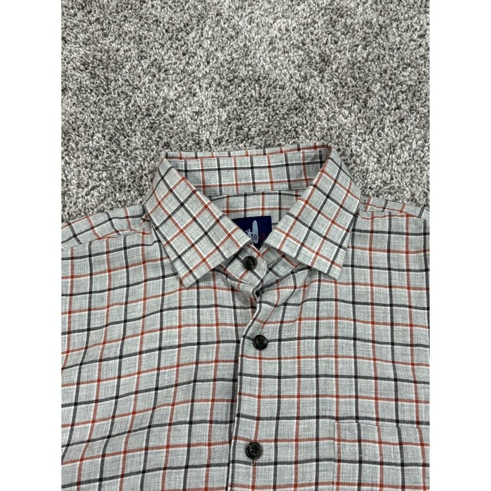 Johnnie-O Performance Shirt Mens Medium Gray Plaid Stretch Button Up‎ Shirt